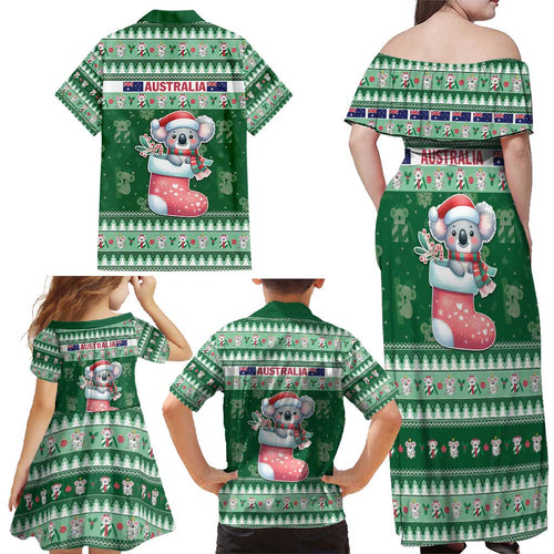 Aussie Koala Family Matching Off Shoulder Maxi Dress and Hawaiian Shirt Merry Christmas