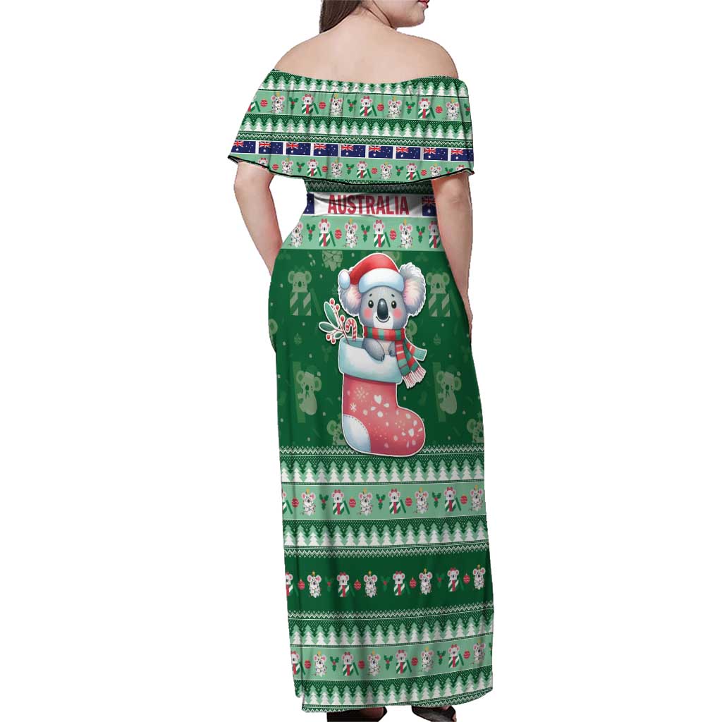 Aussie Koala Family Matching Off Shoulder Maxi Dress and Hawaiian Shirt Merry Christmas