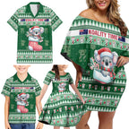 Aussie Koala Family Matching Off Shoulder Short Dress and Hawaiian Shirt Merry Christmas