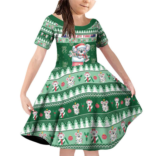 Aussie Koala Family Matching Off Shoulder Short Dress and Hawaiian Shirt Merry Christmas
