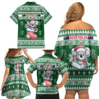 Aussie Koala Family Matching Off Shoulder Short Dress and Hawaiian Shirt Merry Christmas