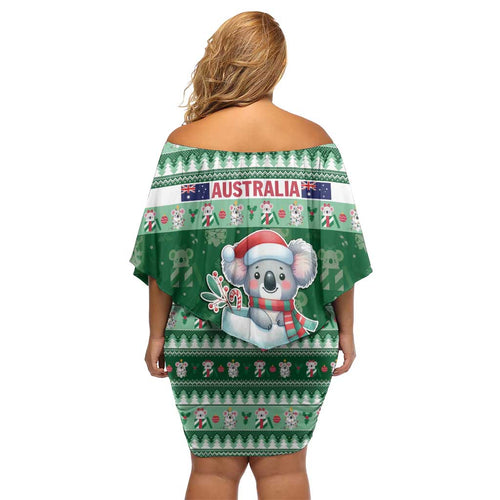 Aussie Koala Family Matching Off Shoulder Short Dress and Hawaiian Shirt Merry Christmas