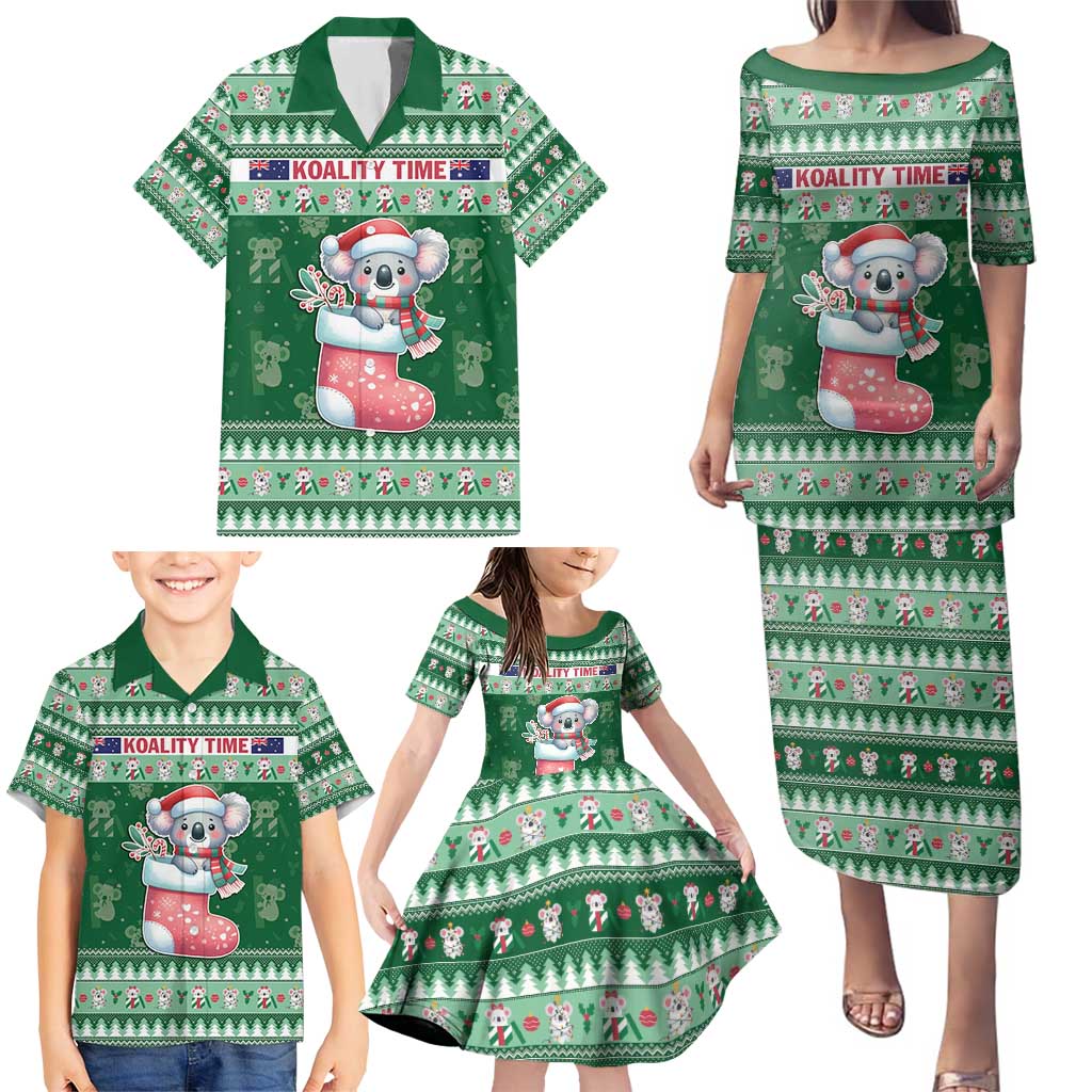 Aussie Koala Family Matching Puletasi and Hawaiian Shirt Merry Christmas