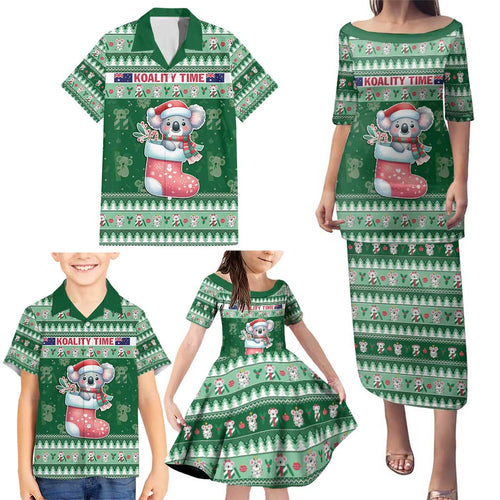 Aussie Koala Family Matching Puletasi and Hawaiian Shirt Merry Christmas
