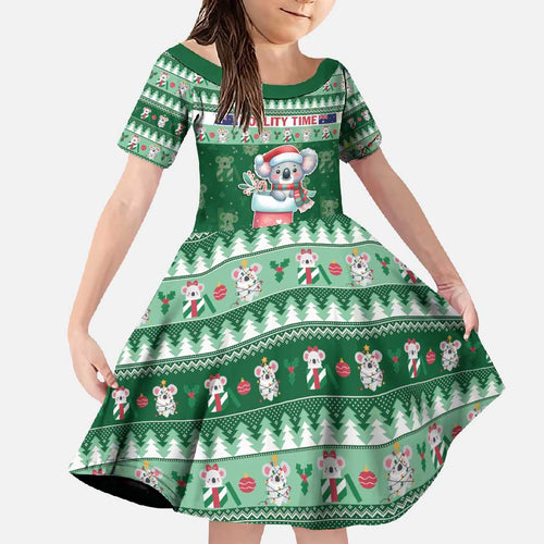Aussie Koala Family Matching Short Sleeve Bodycon Dress and Hawaiian Shirt Merry Christmas