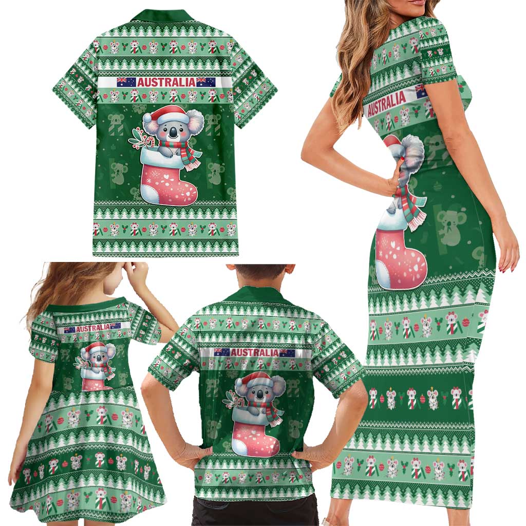 Aussie Koala Family Matching Short Sleeve Bodycon Dress and Hawaiian Shirt Merry Christmas