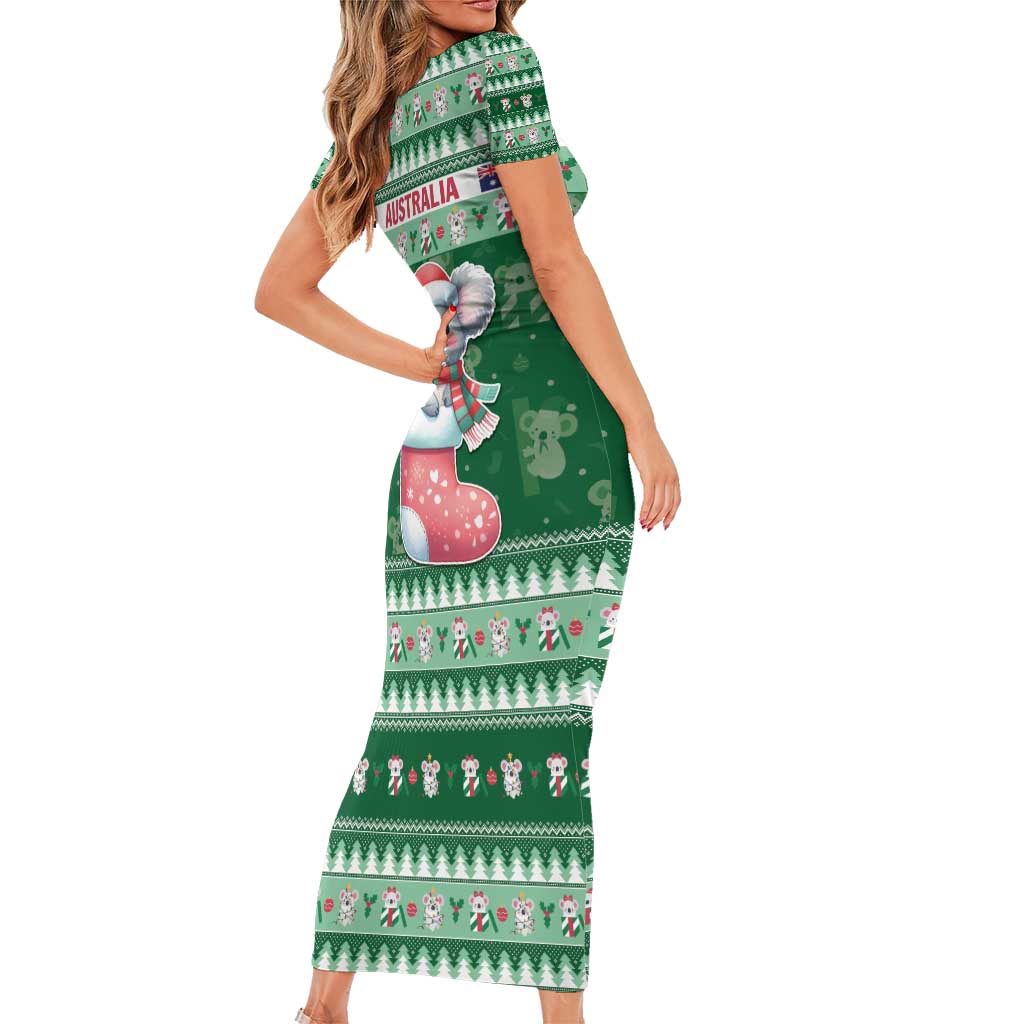 Aussie Koala Family Matching Short Sleeve Bodycon Dress and Hawaiian Shirt Merry Christmas