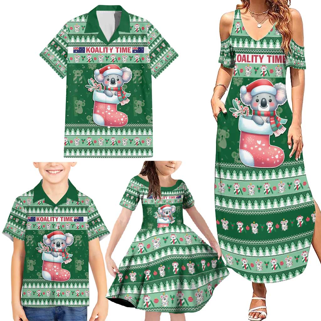 Aussie Koala Family Matching Summer Maxi Dress and Hawaiian Shirt Merry Christmas