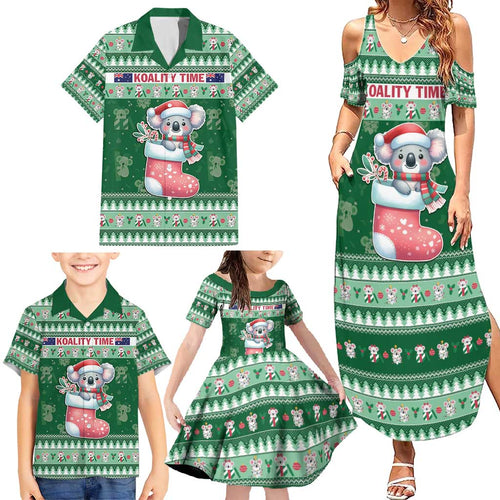 Aussie Koala Family Matching Summer Maxi Dress and Hawaiian Shirt Merry Christmas