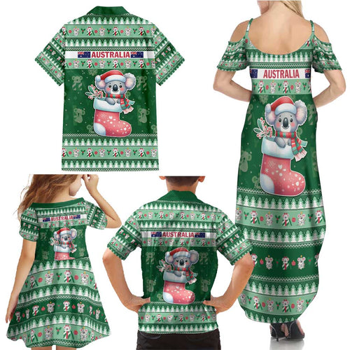 Aussie Koala Family Matching Summer Maxi Dress and Hawaiian Shirt Merry Christmas