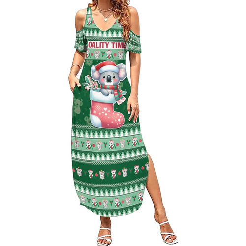 Aussie Koala Family Matching Summer Maxi Dress and Hawaiian Shirt Merry Christmas