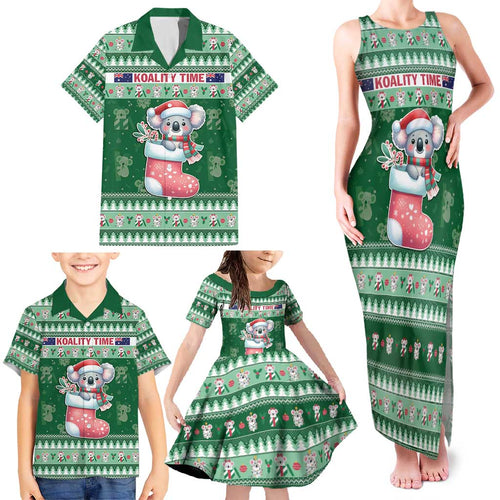 Aussie Koala Family Matching Tank Maxi Dress and Hawaiian Shirt Merry Christmas
