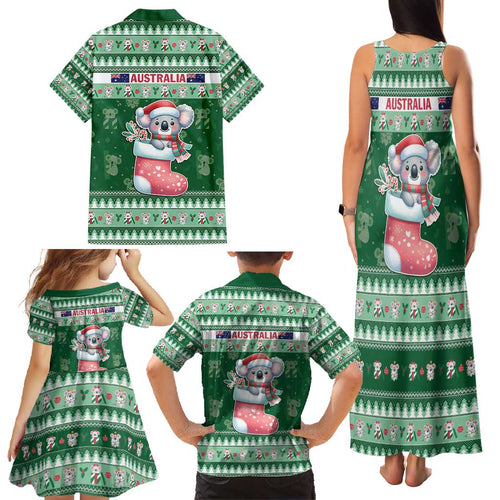 Aussie Koala Family Matching Tank Maxi Dress and Hawaiian Shirt Merry Christmas