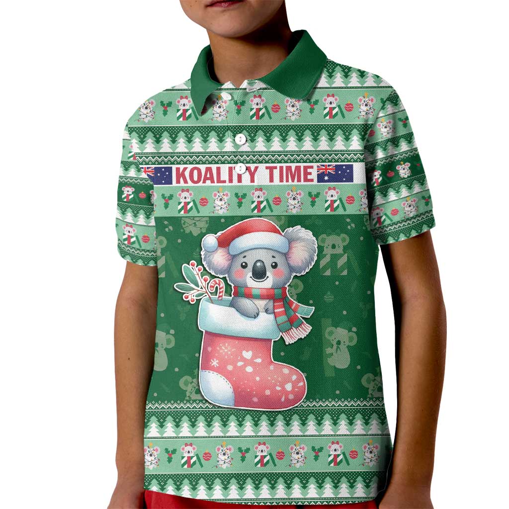 Aussie Koala Kid Polo Shirt Merry Christmas