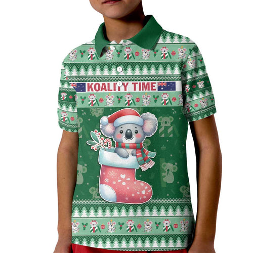 Aussie Koala Kid Polo Shirt Merry Christmas