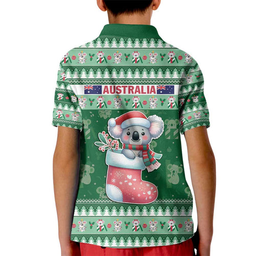 Aussie Koala Kid Polo Shirt Merry Christmas