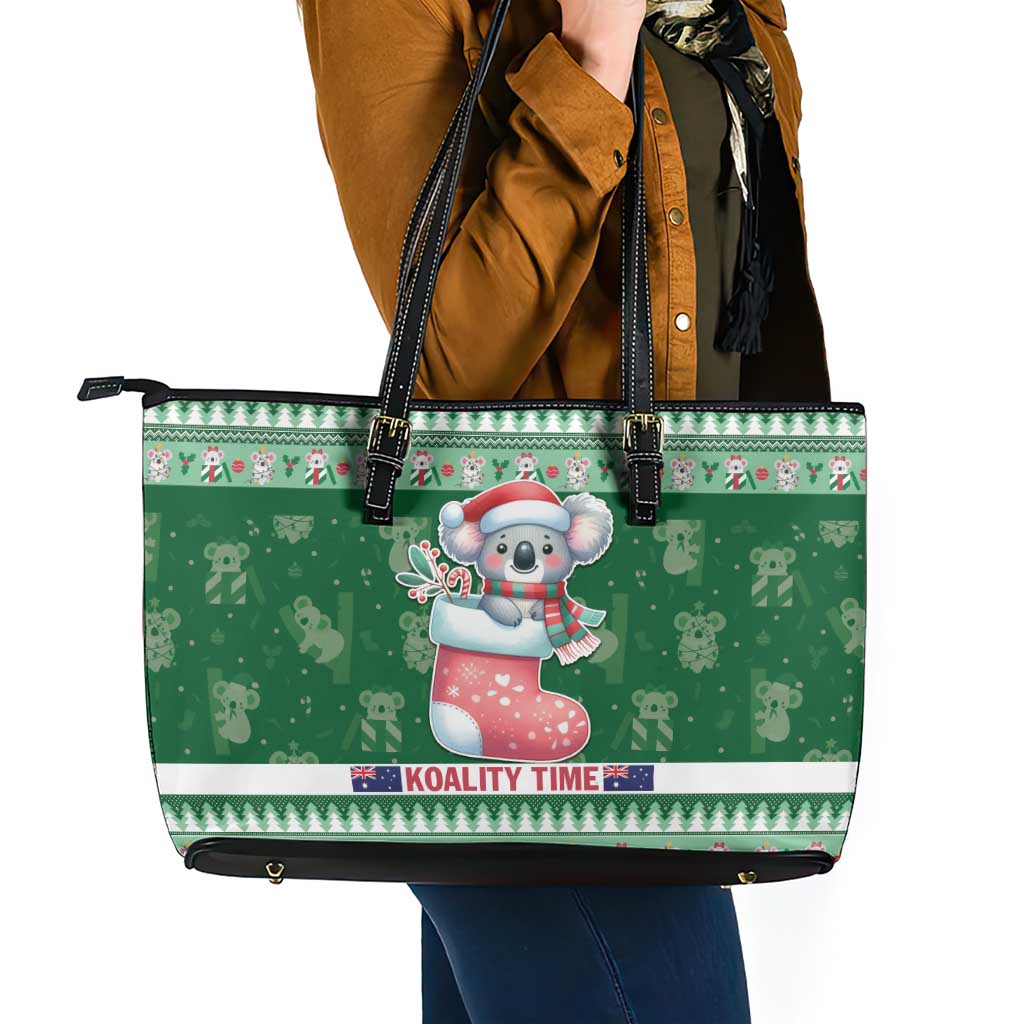 Aussie Koala Leather Tote Bag Merry Christmas