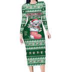 Aussie Koala Long Sleeve Bodycon Dress Merry Christmas