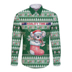 Aussie Koala Long Sleeve Button Shirt Merry Christmas