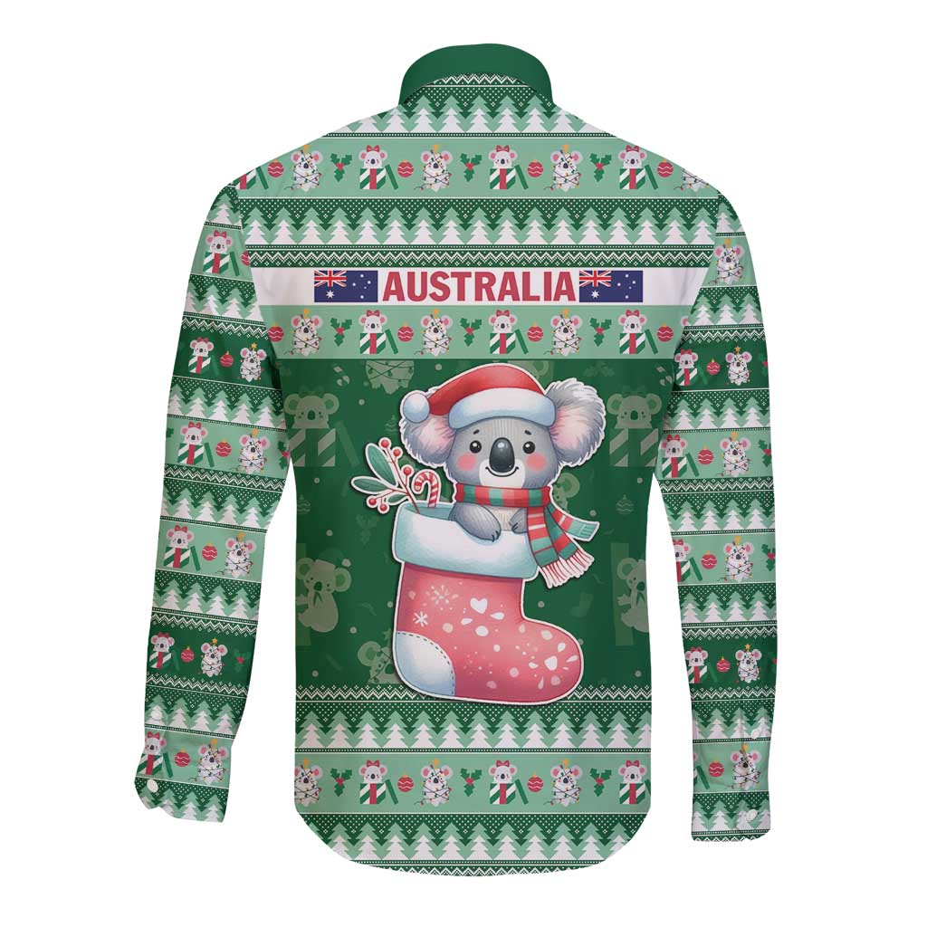 Aussie Koala Long Sleeve Button Shirt Merry Christmas