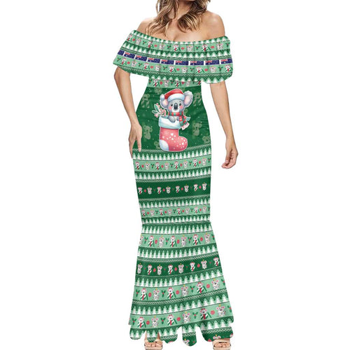 Aussie Koala Mermaid Dress Merry Christmas