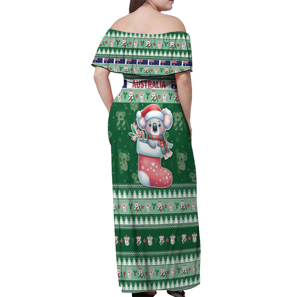 Aussie Koala Off Shoulder Maxi Dress Merry Christmas