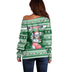 Aussie Koala Off Shoulder Sweater Merry Christmas