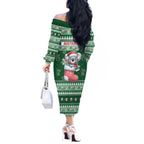 Aussie Koala Off The Shoulder Long Sleeve Dress Merry Christmas