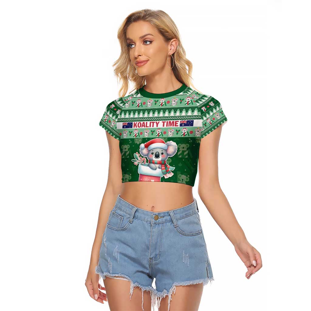 Aussie Koala Raglan Cropped T Shirt Merry Christmas