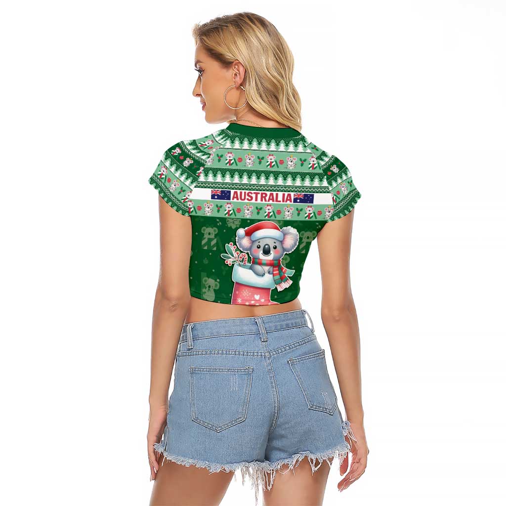 Aussie Koala Raglan Cropped T Shirt Merry Christmas