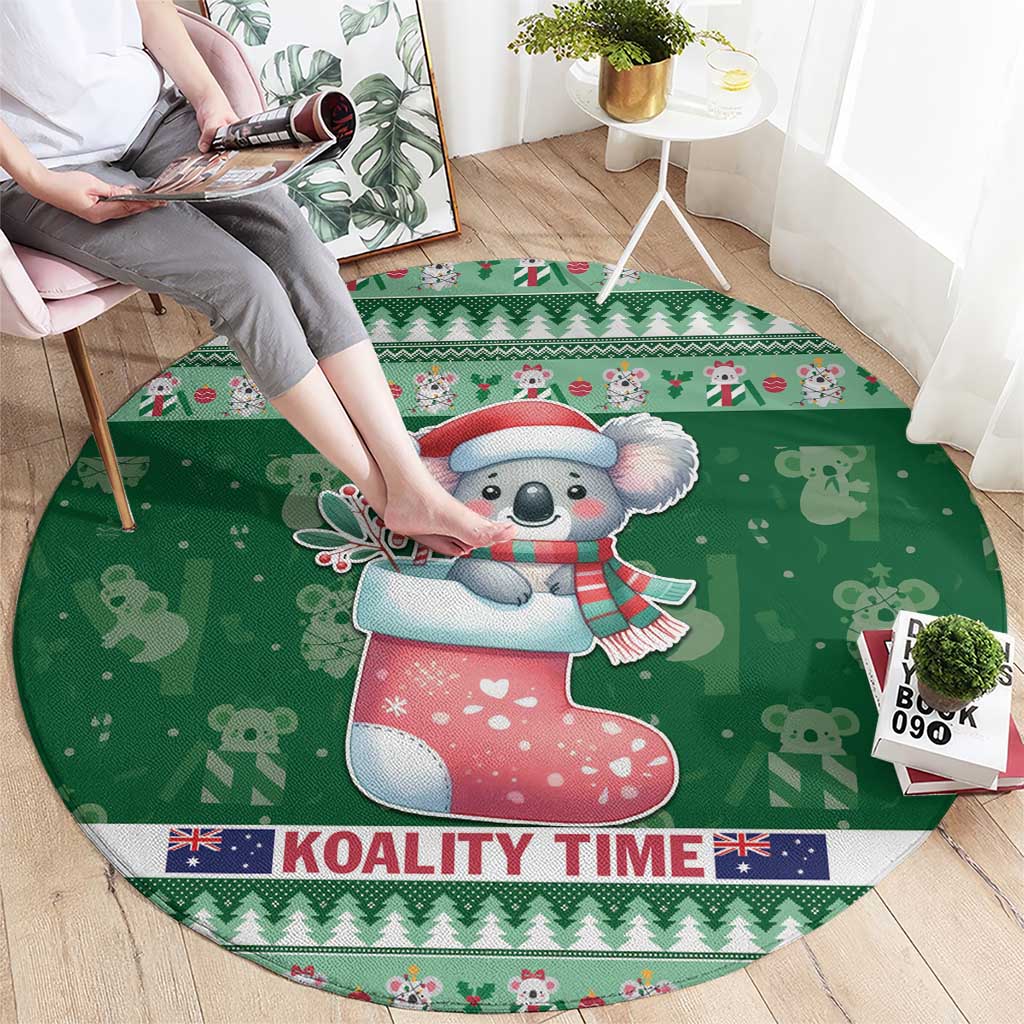 Aussie Koala Round Carpet Merry Christmas