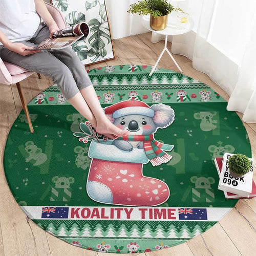 Aussie Koala Round Carpet Merry Christmas
