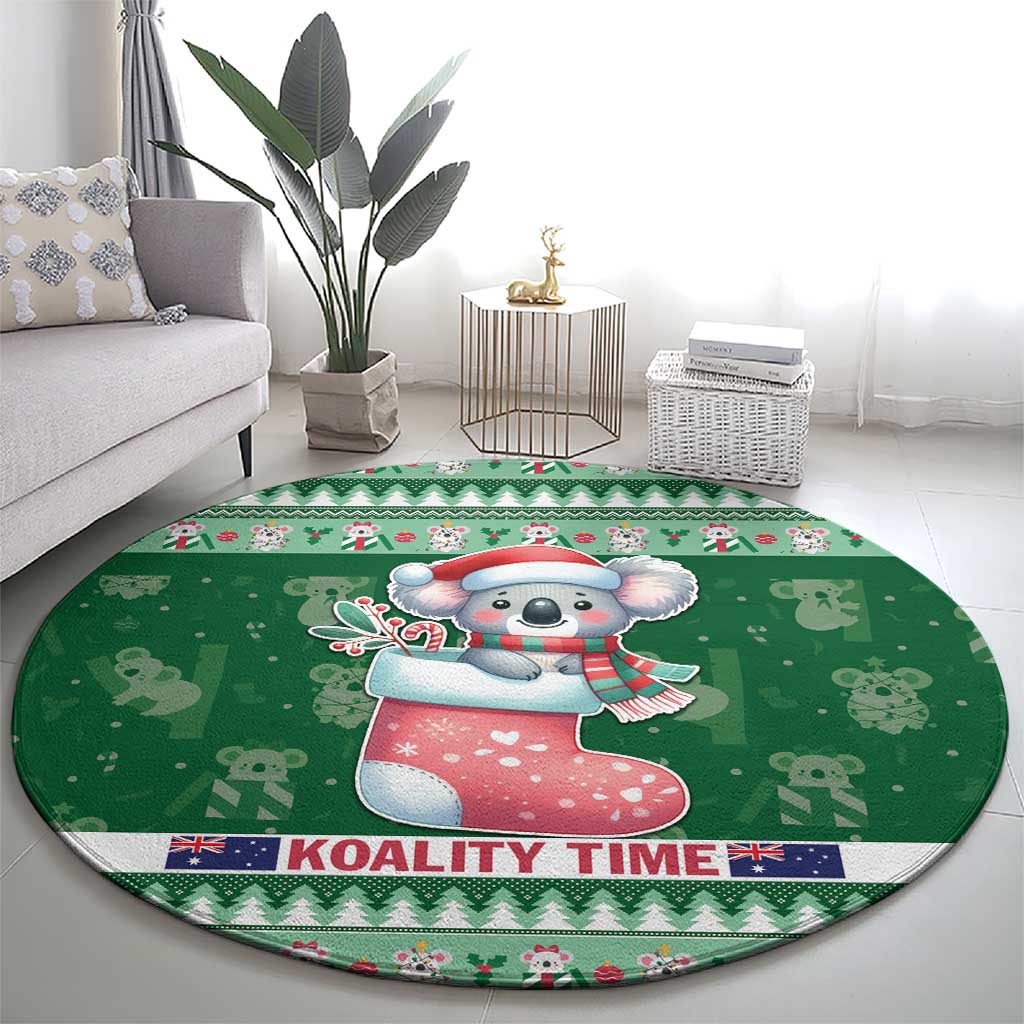 Aussie Koala Round Carpet Merry Christmas