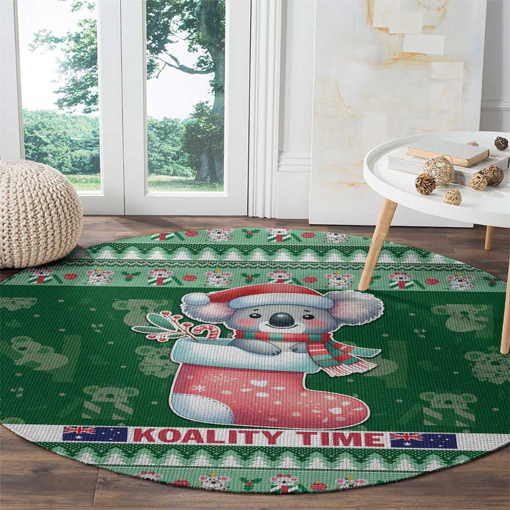 Aussie Koala Round Carpet Merry Christmas
