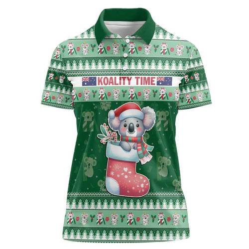 Aussie Koala Women Polo Shirt Merry Christmas