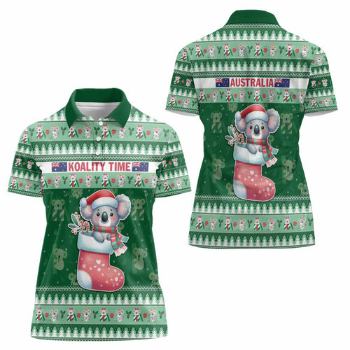 Aussie Koala Women Polo Shirt Merry Christmas