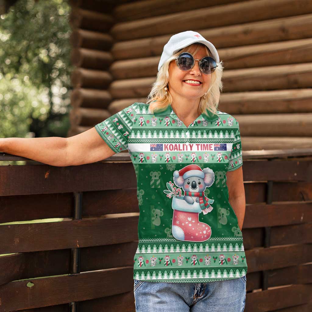 Aussie Koala Women Polo Shirt Merry Christmas