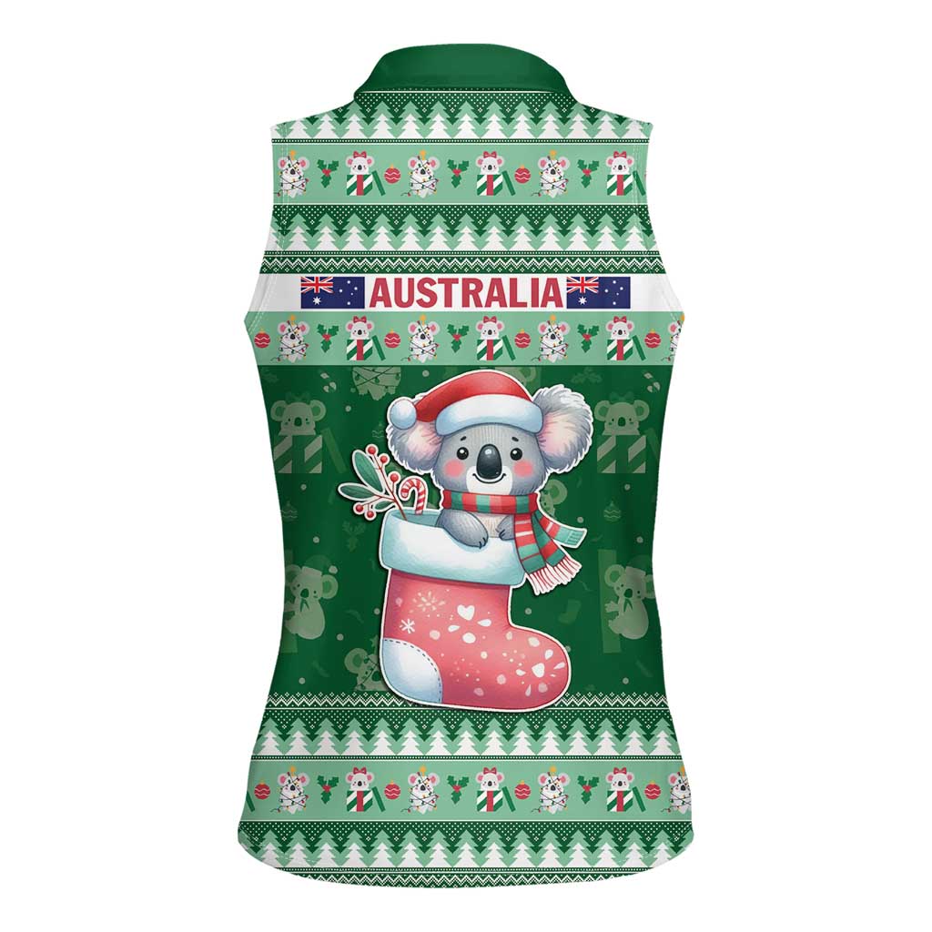 Aussie Koala Women Sleeveless Polo Shirt Merry Christmas