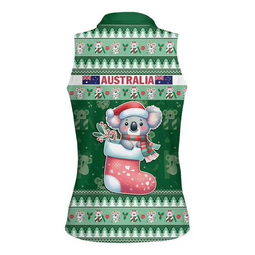 Aussie Koala Women Sleeveless Polo Shirt Merry Christmas
