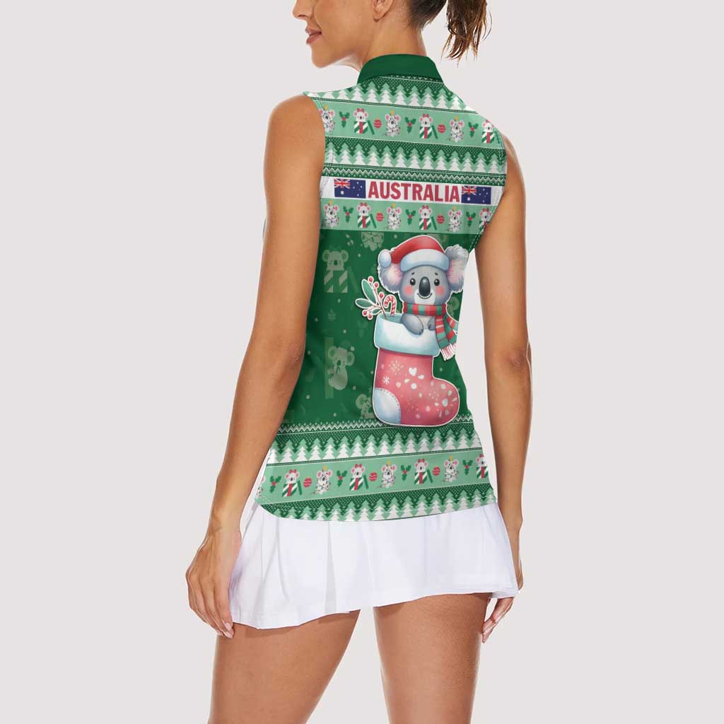 Aussie Koala Women Sleeveless Polo Shirt Merry Christmas