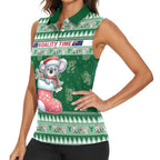 Aussie Koala Women Sleeveless Polo Shirt Merry Christmas