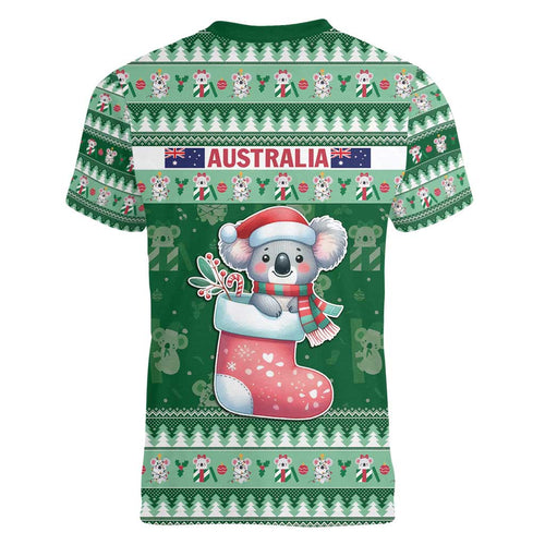 Aussie Koala Women V-Neck T-Shirt Merry Christmas