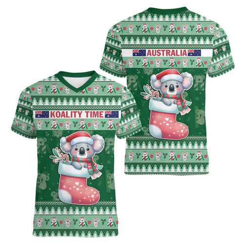 Aussie Koala Women V-Neck T-Shirt Merry Christmas