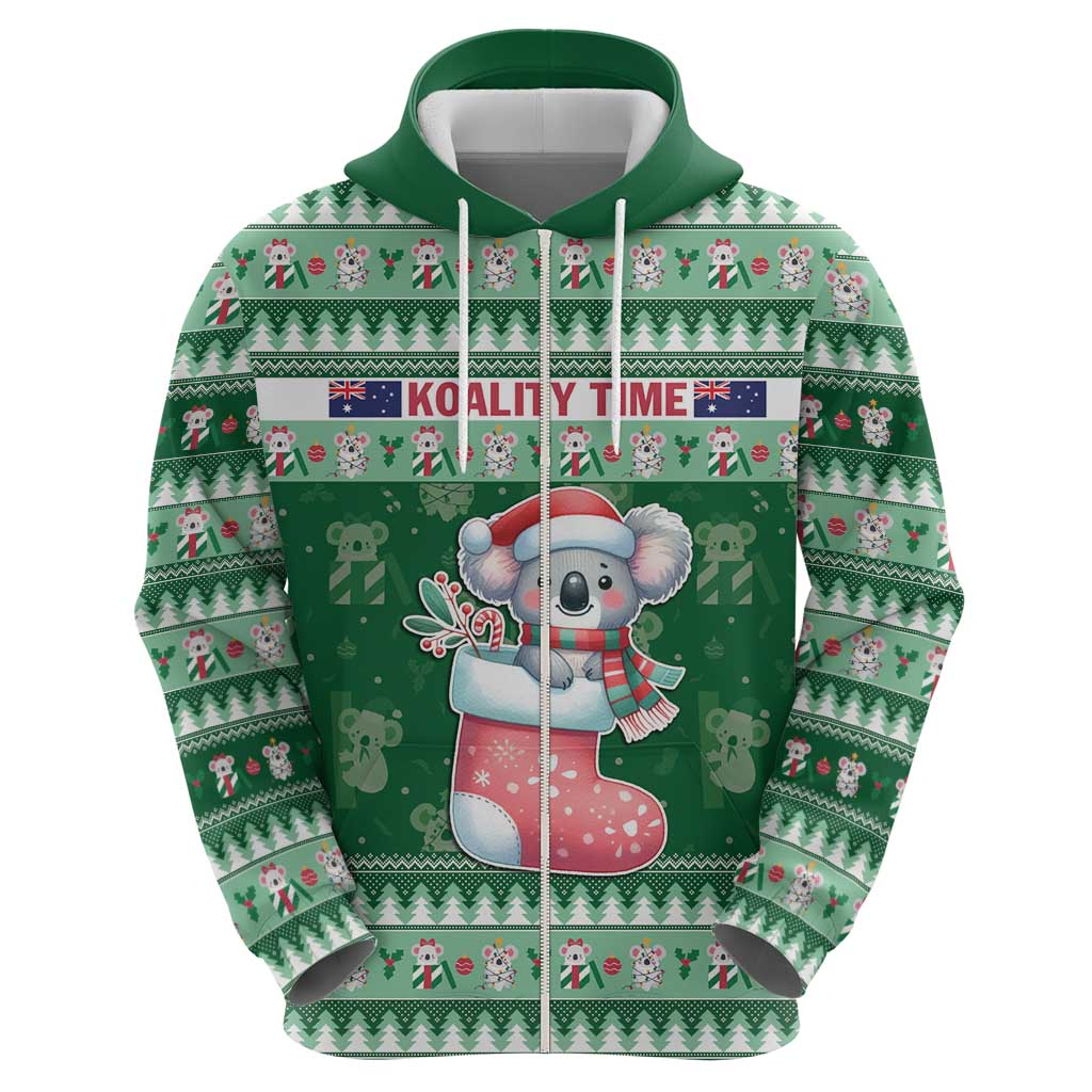 Aussie Koala Zip Hoodie Merry Christmas