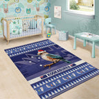 Aussie Kookaburra Area Rug Merry Christmas Blue Style