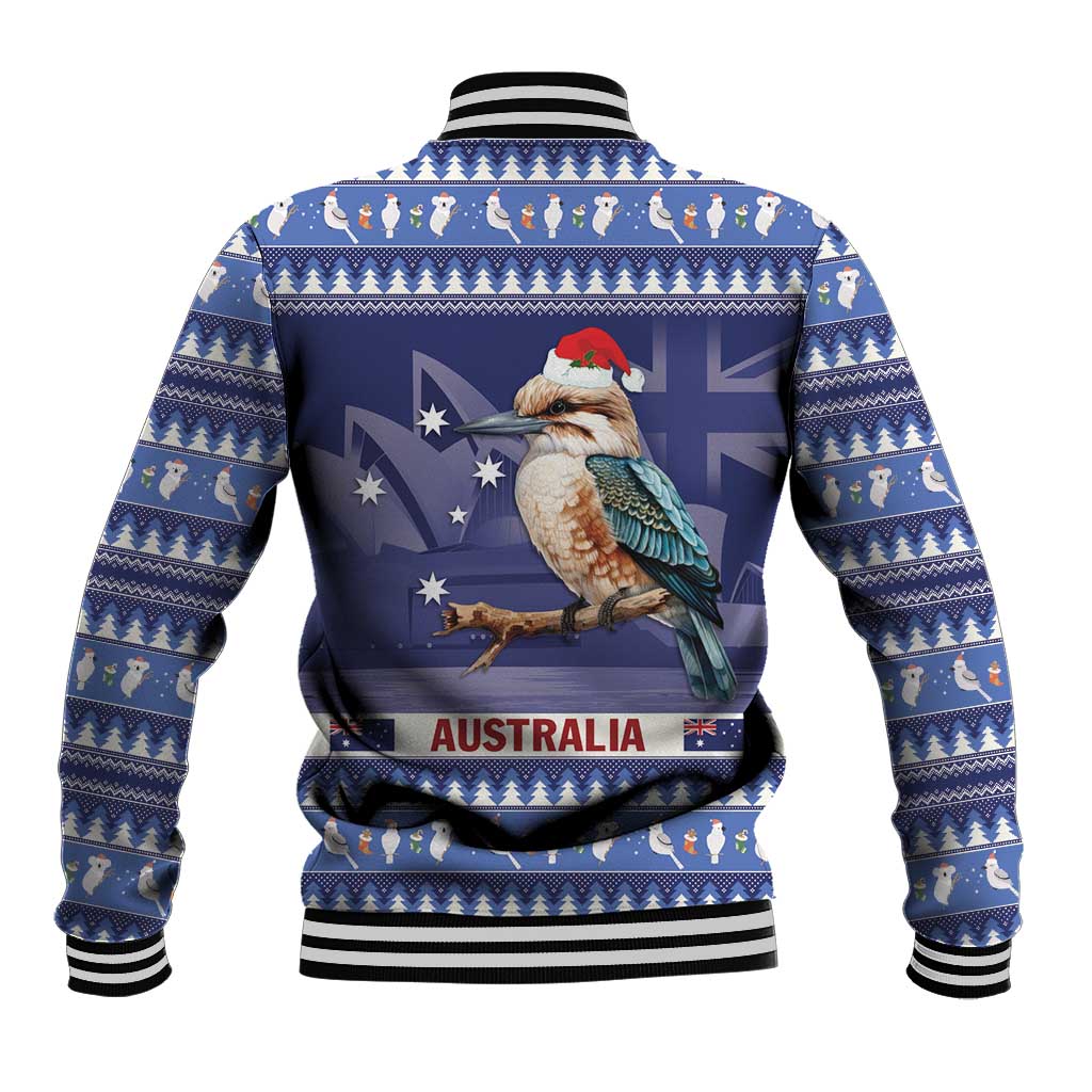 Aussie Kookaburra Baseball Jacket Merry Christmas Blue Style
