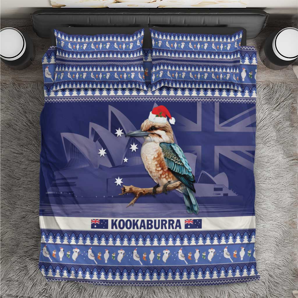 Aussie Kookaburra Bedding Set Merry Christmas Blue Style