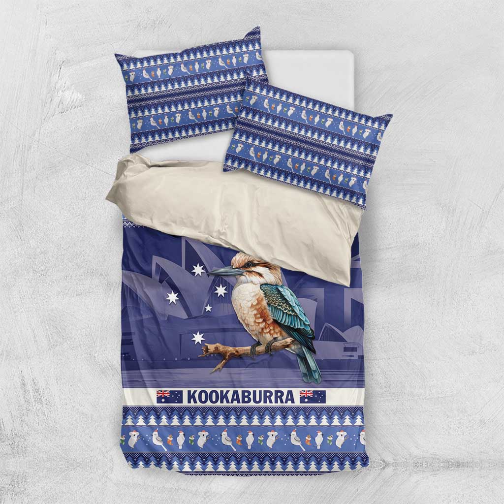 Aussie Kookaburra Bedding Set Merry Christmas Blue Style