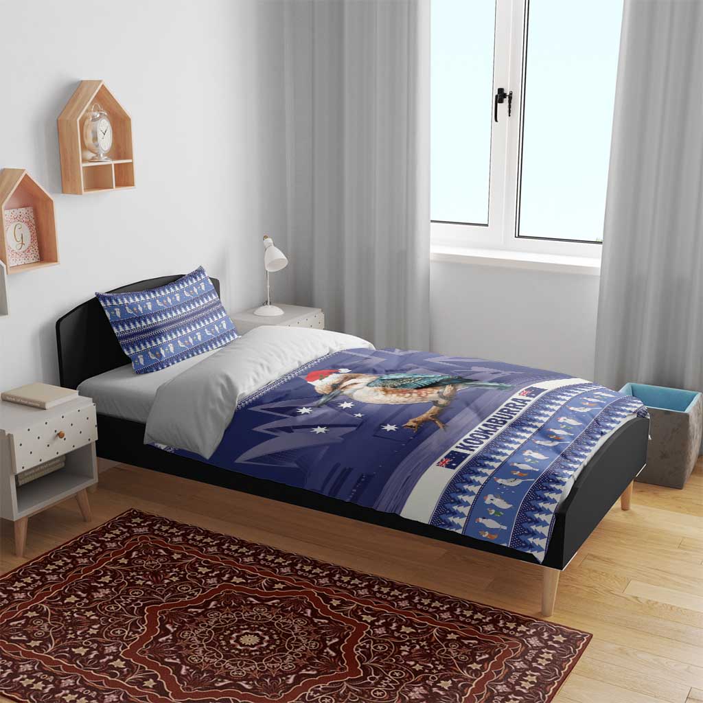 Aussie Kookaburra Bedding Set Merry Christmas Blue Style