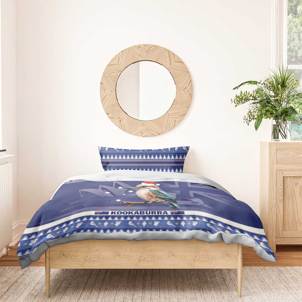 Aussie Kookaburra Bedding Set Merry Christmas Blue Style
